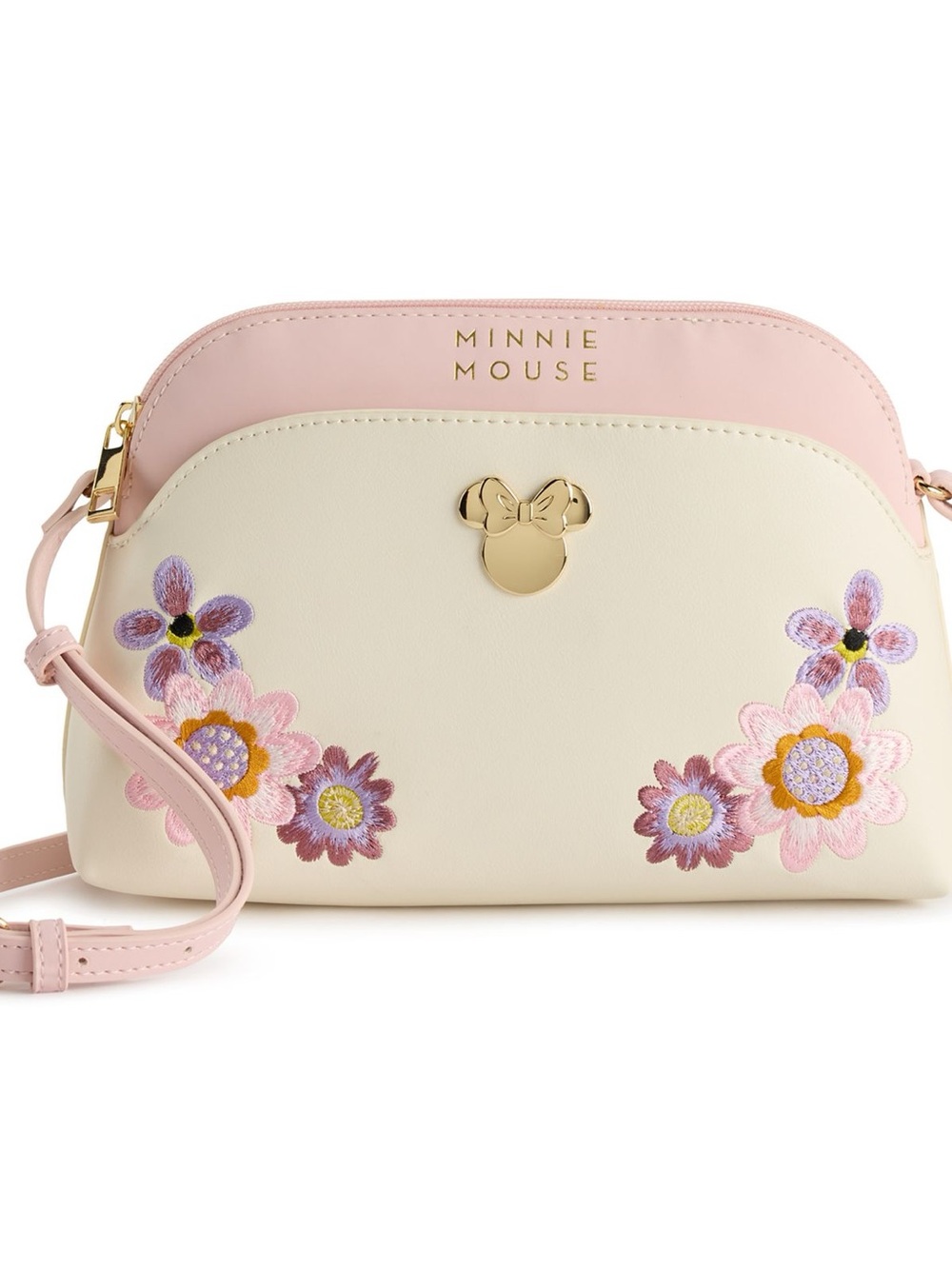 Disney Minnie Mouse Cream and Pink Floral Crossbody Bag
